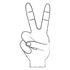 hand with two fingers victory peace and love sign vector illustration  design