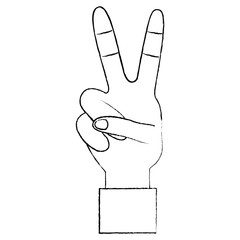 hand with two fingers victory peace and love sign vector illustration  design