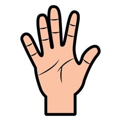 opened hand palm counting fingers number five vector illustration