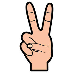 hand with two fingers victory peace and love sign vector illustration  design