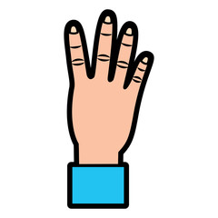 hand showing four count gesture vector illustration  design