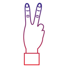two fingers up peace hand gesture icon image vector illustration design 