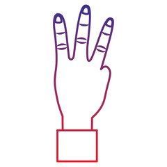 three fingers up hand gesture icon image vector illustration design 