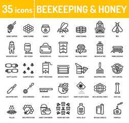 Fototapeta Honey beekeeping apiculture icons obraz