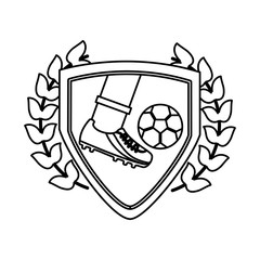 foot kicking ball football soccer emblem image vector illustration design 