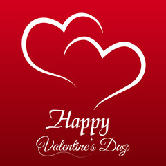 Valentine's day greeting card with falling white heart and text on red background. Vector