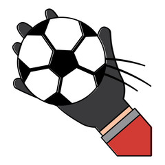 Obraz premium hand holding football ball sport vector illustration