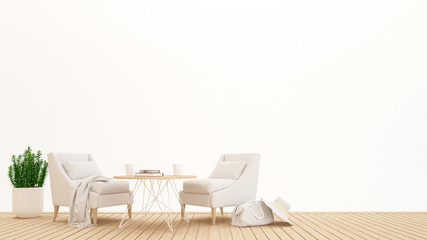 living area or dining area in hotel or condominium on white background - Inetrior design for artwork - 3D Rendering
