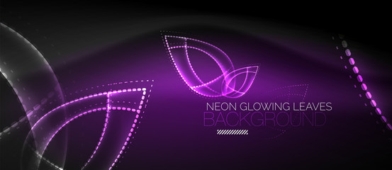 Neon leaf background, green energy concept