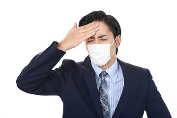 風邪に罹患した男性