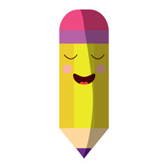 pencil happy   school supplies kawaii icon image vector illustration design 