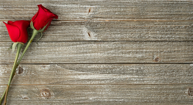 Red Rose with room for text on weathered boards