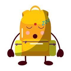 school backpack kawaii cartoon character vector illustration
