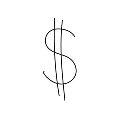 icon with a dollar sign. linear drawing without pouring. vector illustration
