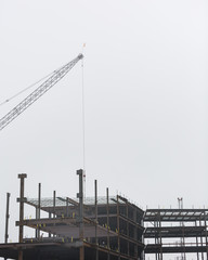 Steel construction with a working crane