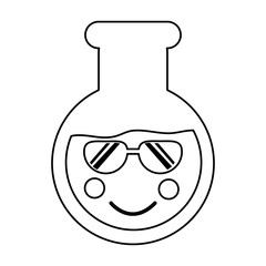 flask sunglasses  laboratory kawaii icon image vector illustration design  black line 