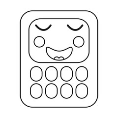 happy calculator school supplies kawaii icon image vector illustration design black line