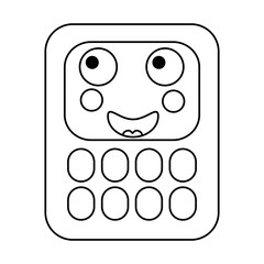 happy calculator school supplies kawaii icon image vector illustration design black line