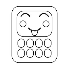 happy calculator school supplies  es kawaii icon image vector illustration design  black line 