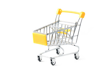 Yellow shopping Cart isolated on white