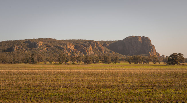 Australian outback landscape Mount Arapiles famous tourist mountain climbing destination in rural Victoria, Australia