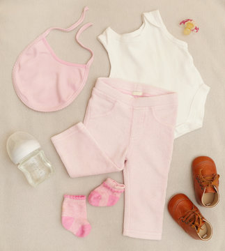 Pink & white baby girl outfit