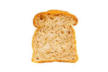 Slice of germinated brown rice bread isolated on white