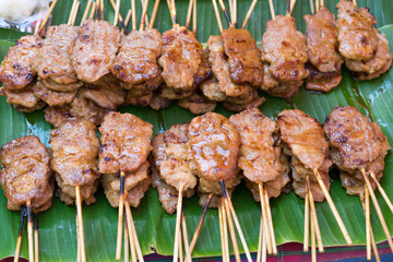 street food grilled pork in Thailand