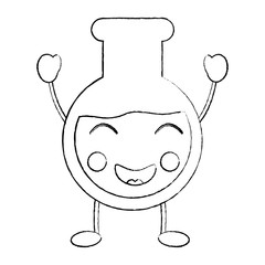 laboratory flask glass kawaii cartoon vector illustration sketch design