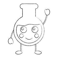 laboratory flask glass kawaii cartoon vector illustration sketch design