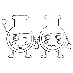 cartoon tube tests laboratory kawaii character vector illustration sketch design