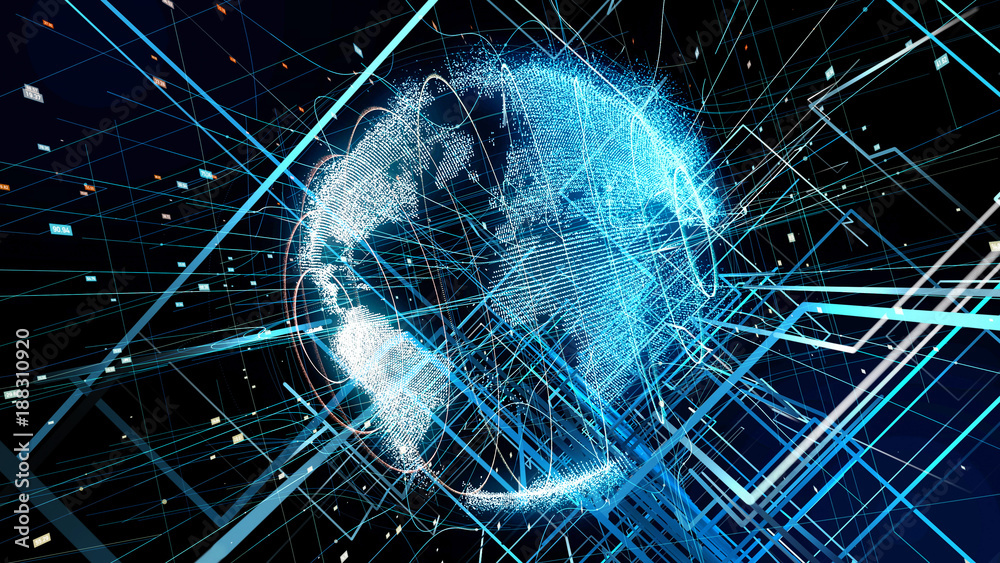 Poster global communication concept. technological abstract background.