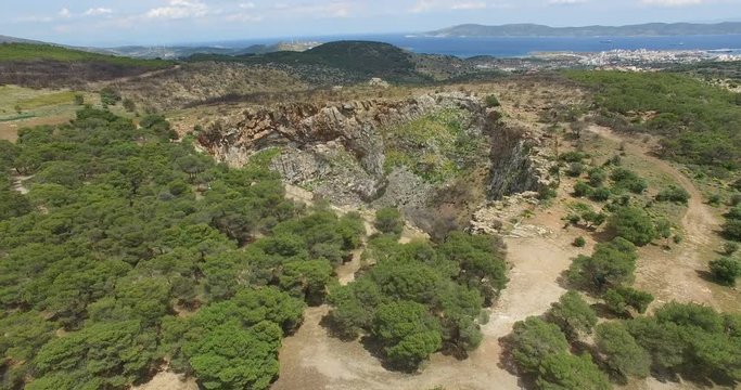 Chasm on the Mountain. Aerial view of a big chasm on the mountain