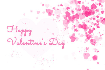 Pink heart pattern on white background for Happy Valentine's Day greeting card festival