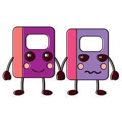 kawaii cartoon two school notebook character vector illustration