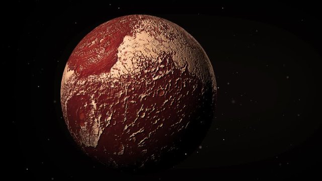 Pluto in outer space as stars approach camera - Image Courtesy of NASA