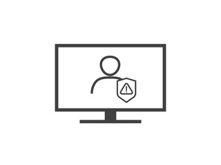 Fototapeta premium attention warning alert sign with exclamation mark symbol. shield line icon for Internet VPN Security protection Concept vector illustration.