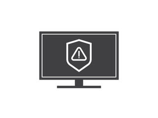 attention warning alert sign with exclamation mark symbol. shield line icon for Internet VPN Security protection Concept vector illustration.