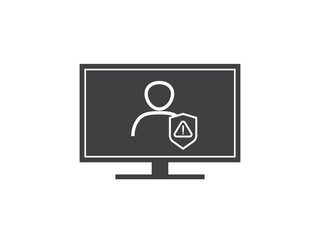 attention warning alert sign with exclamation mark symbol. shield line icon for Internet VPN Security protection Concept vector illustration.