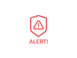 attention warning alert sign with exclamation mark symbol. shield line icon for Internet VPN Security protection Concept vector illustration.