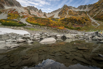 Autumn color of Kamokochi Karasawa at Nagano , Japan