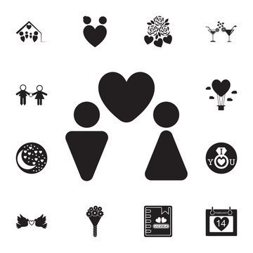 couple in love icon. Set of Valentine's Day elements icon. Photo camera quality graphic design collection icons for websites, web design, mobile app