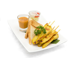 Sticky curry Steak with toast bread