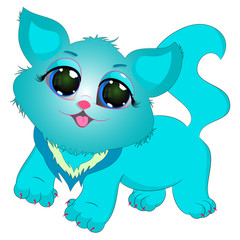 cute turquoise kitten vector 