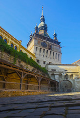 Obraz premium Sighisoara clock tower from fortress square, Romania