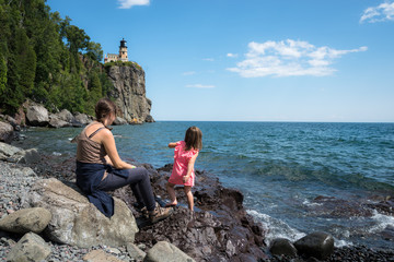 Mother and Little Girl at Split Rock Lighthouse