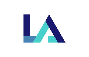 LA Blue Ribbon Letter Logo