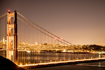 Golden gate bridge at night. Long shutter speed. San Francisco
