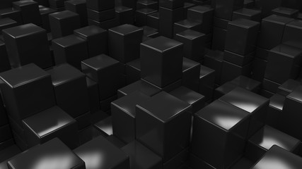 Wall of black cubes