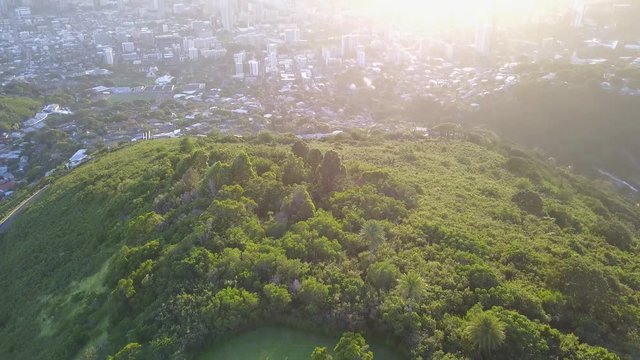 タンタラスの丘 サンセット ハワイ 空撮 Tantalus Sunset
